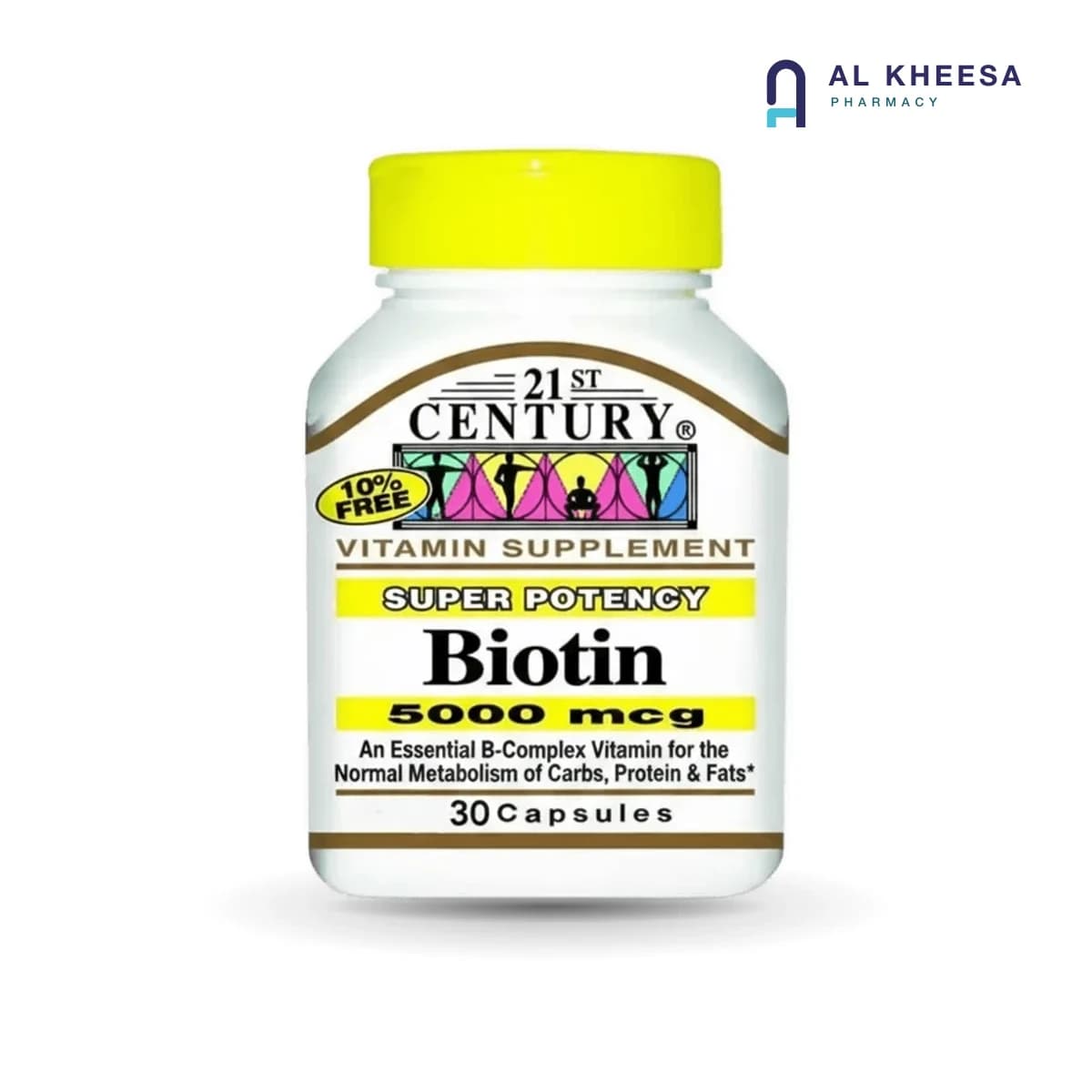 21st Century Biotin 5000 mcg Capsules – Hair, Skin & Nail Support, 60 Capsules