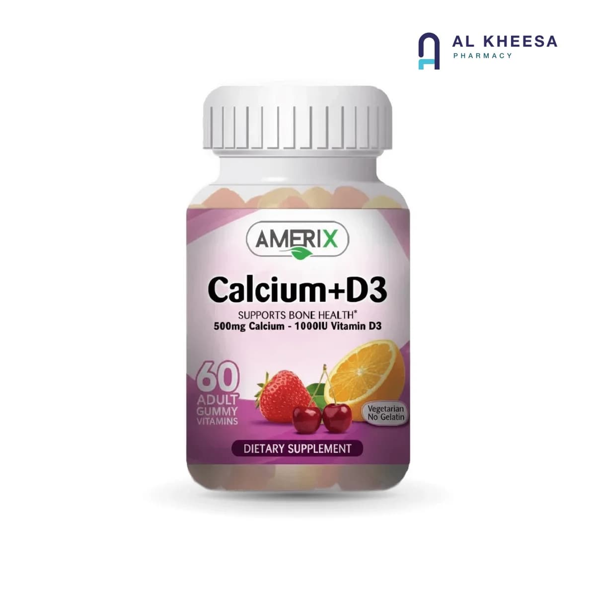Amerix Calcium + D3 Gummies 60’s – Bone Support Supplement with Vitamin D3