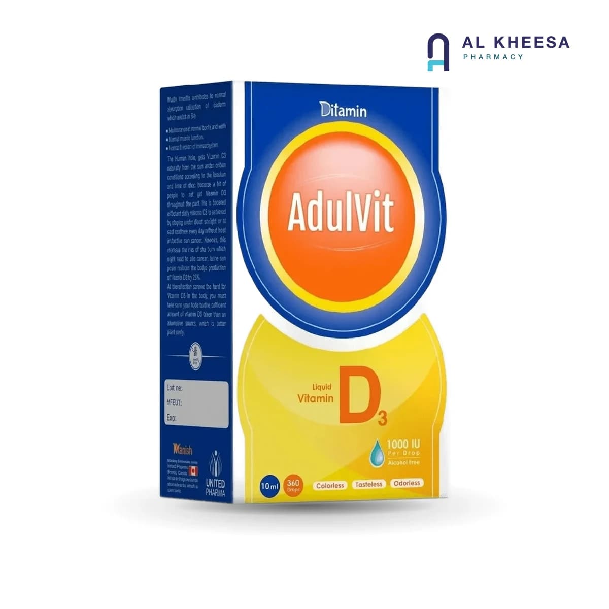 Ditamin Adult Vitamin D3 Drops 1000 IU per Drop – Bone & Immune Support – 10 ml