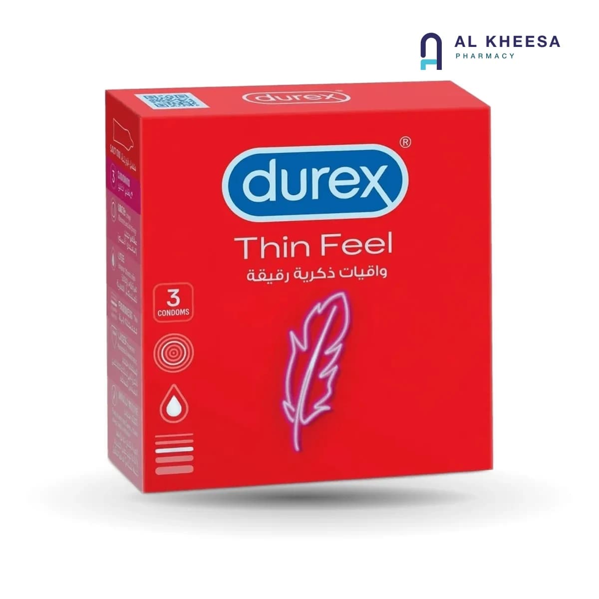 Durex Thin Feel Condoms – Ultra Thin for Natural Sensation, Pack of 3