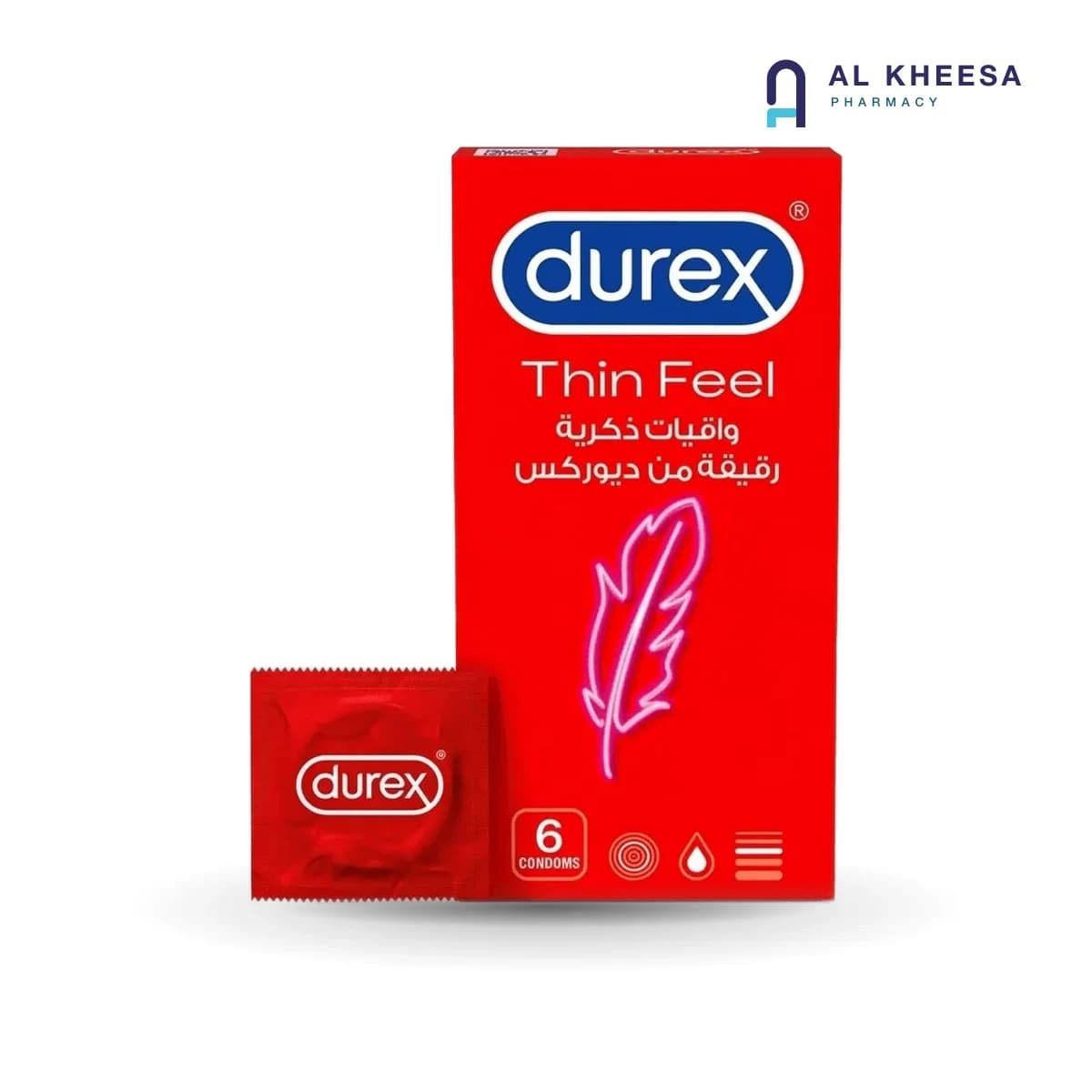 Durex Thin Feel Condoms – Ultra Thin for Natural Sensation, Pack of 6