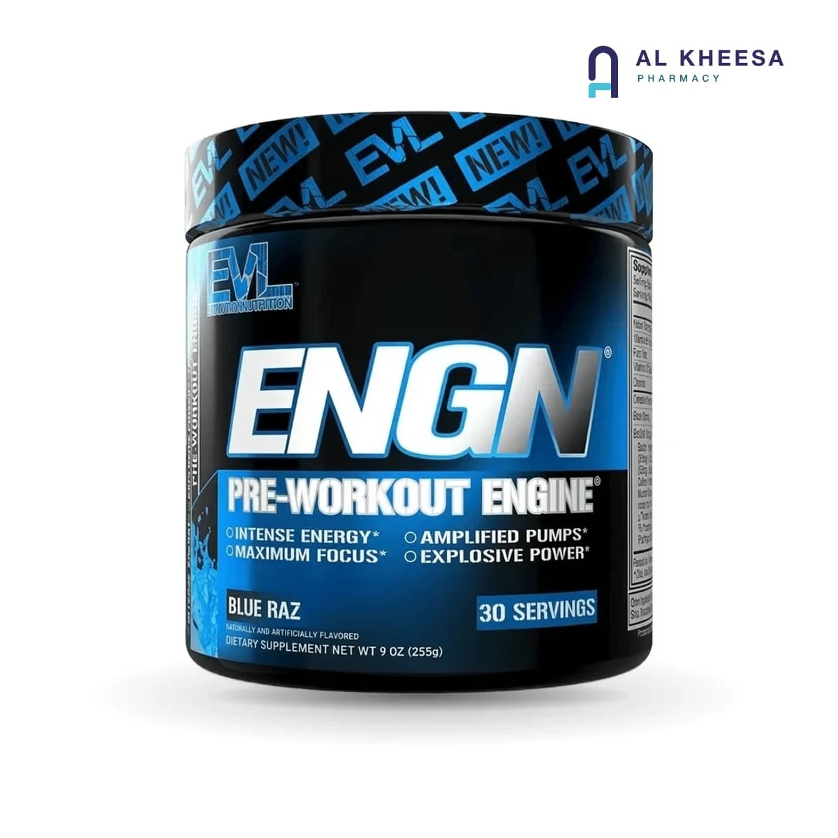 EVL ENGN Pre-Workout Engine – Blue Raspberry Performance Formula, 255 g