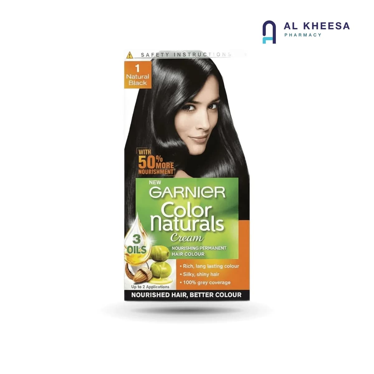 Garnier Hair Color No. 1 Natural Black – Long-Lasting Color with Natural Shine