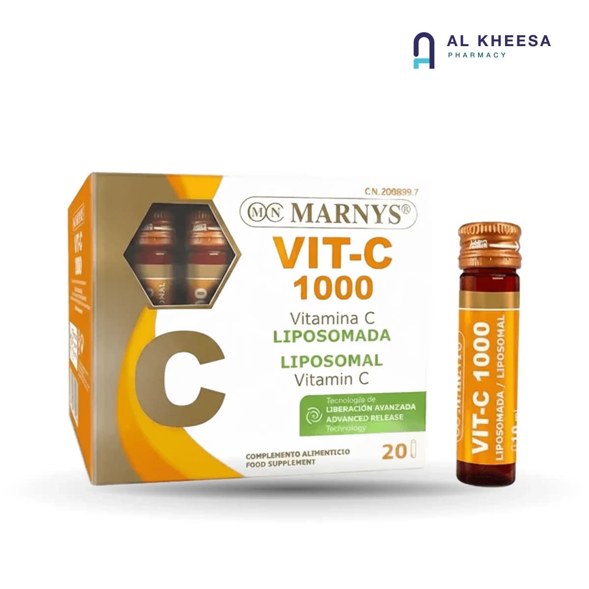 Marnys Vitamin C 1000 mg Vials – 20 Oral Liquid Ampoules for Immune Support