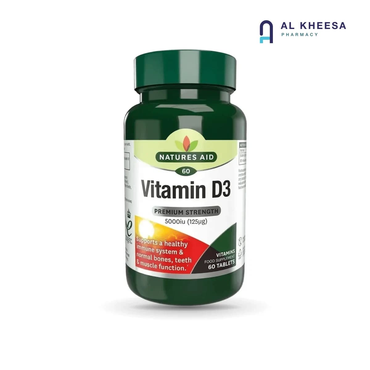Natures Aid Vitamin D3 5000 IU Tablets – Bone & Immune Support – 60 Tablets
