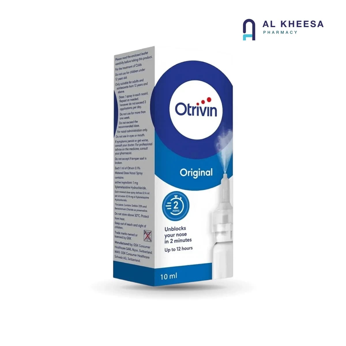 Otrivin Adult 0.1% Nasal Spray – 10 ml | Fast Relief from Nasal Congestion