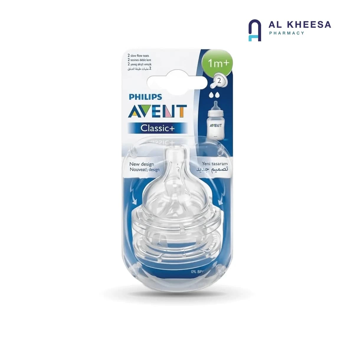 Philips Avent Classic Plus Baby Bottle Teats – 2 Hole (1m+) Medium Flow, Pack of 2
