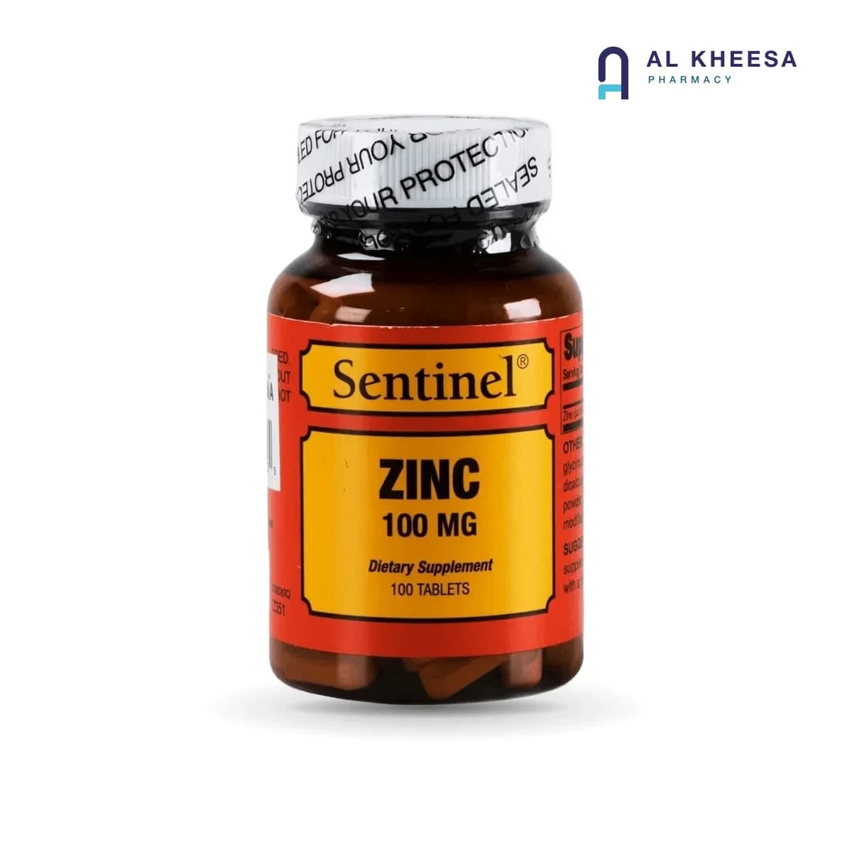 Sentinel Zinc 100 mg Tablets – 100 Count | High Strength Immune & Skin Support