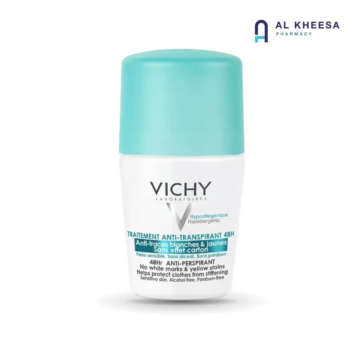 Vichy Deo Roll-On 48H – Anti-Perspirant for Sensitive Skin, 50ml (Green Cap)