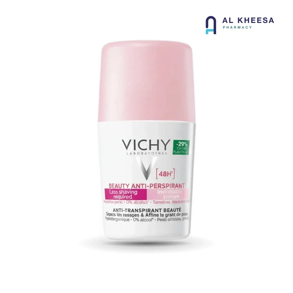 Vichy Deo Roll-On Beauty 48H – Anti-Perspirant for Women, 50ml (Pink)