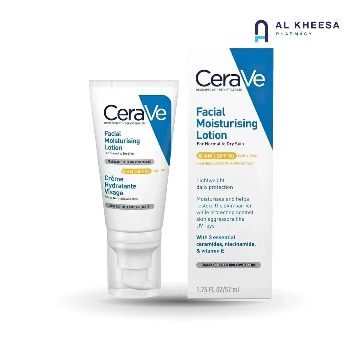 CeraVe AM Facial Moisturising Lotion SPF 50 – Daily Face Moisturizer with Sunscreen – 52ml