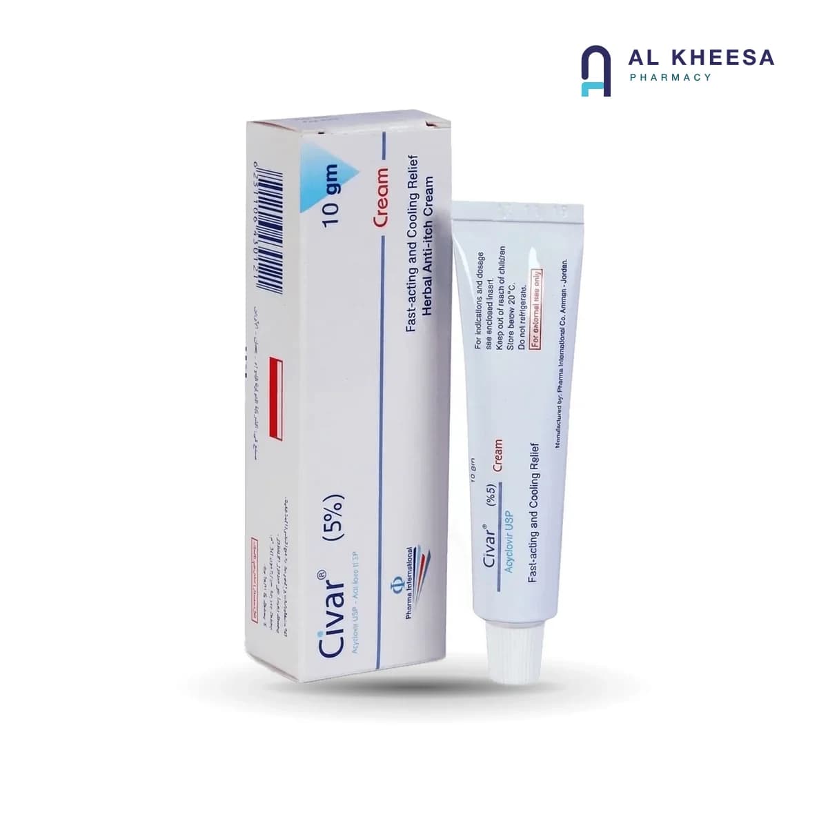 Civar Acyclovir 5% Antiviral Cream 10g – Topical Treatment for Cold Sores & Herpes
