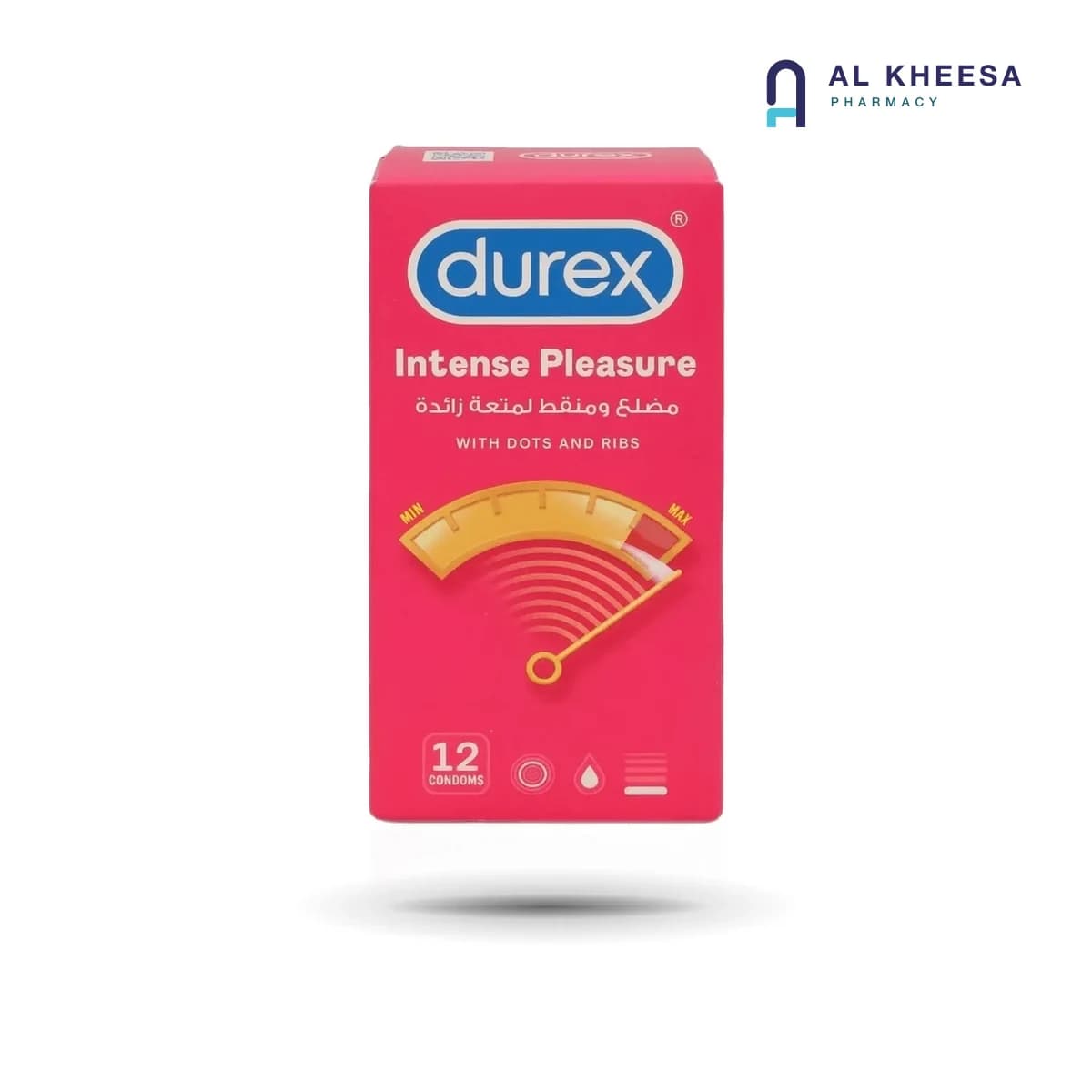 Durex Intense Pleasure Condoms 12-Pack – Ribbed & Dotted for Enhanced Sensation