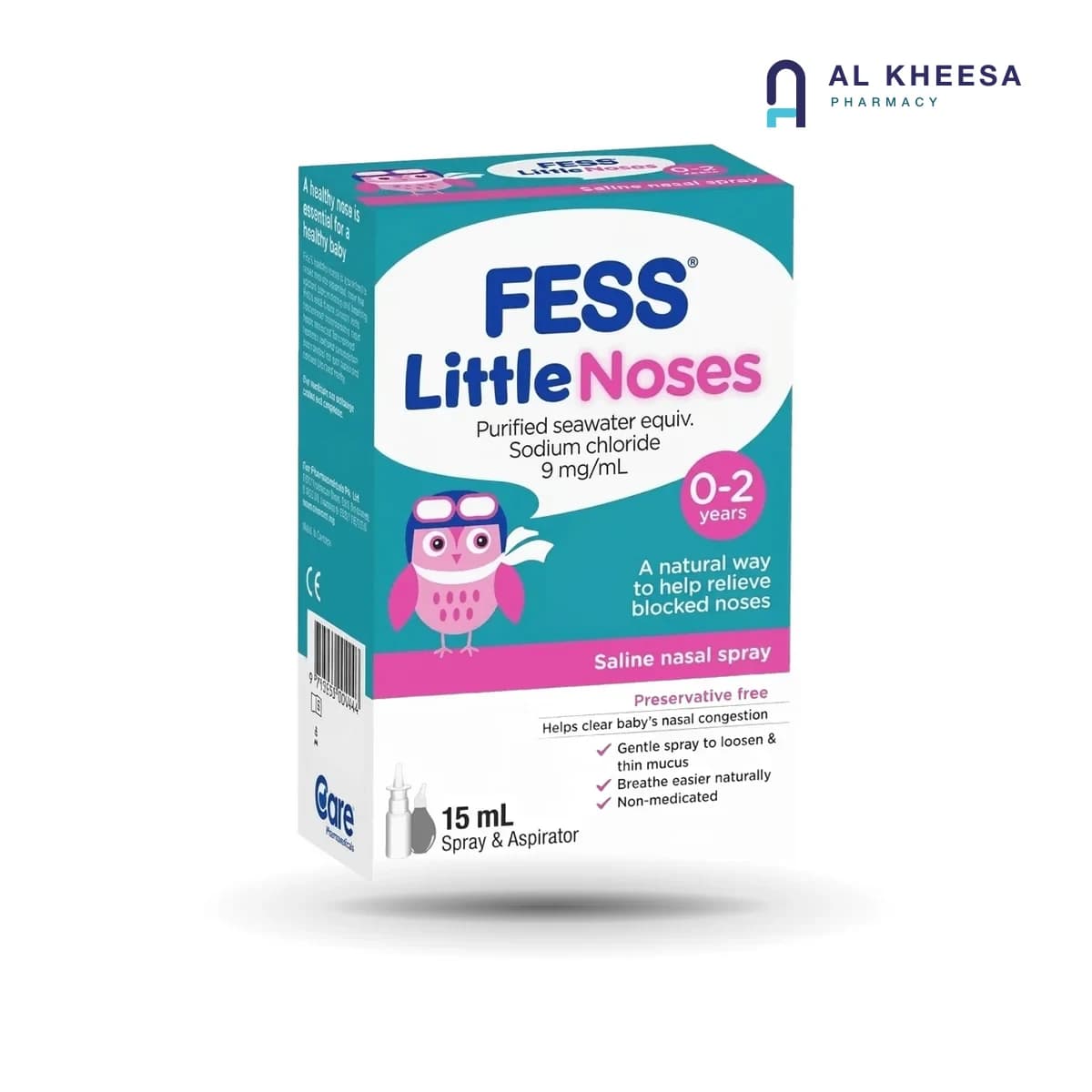 Fess Little Noses Saline Nasal Drops with Aspirator (0–2 Years) – 25 ml | Infant Nasal Care Kit