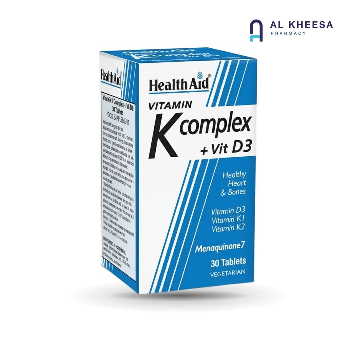 Health Aid Vitamin K Complex with Vitamin D3 Tablets – Bone & Calcium Support (30 Tablets)