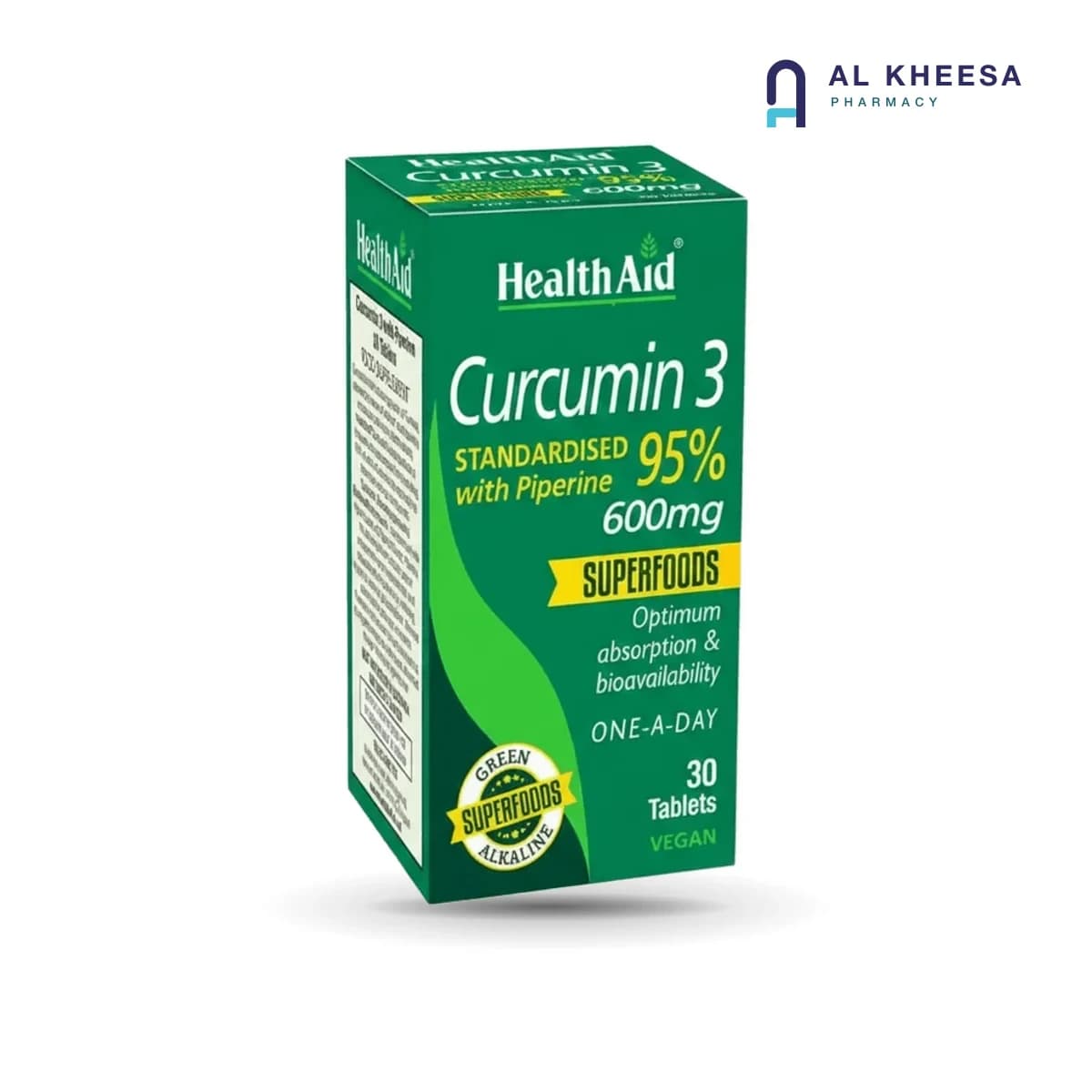 HealthAid Curcumin 3 Tablets 600 mg – Advanced Turmeric Extract Supplement (30 Tablets)