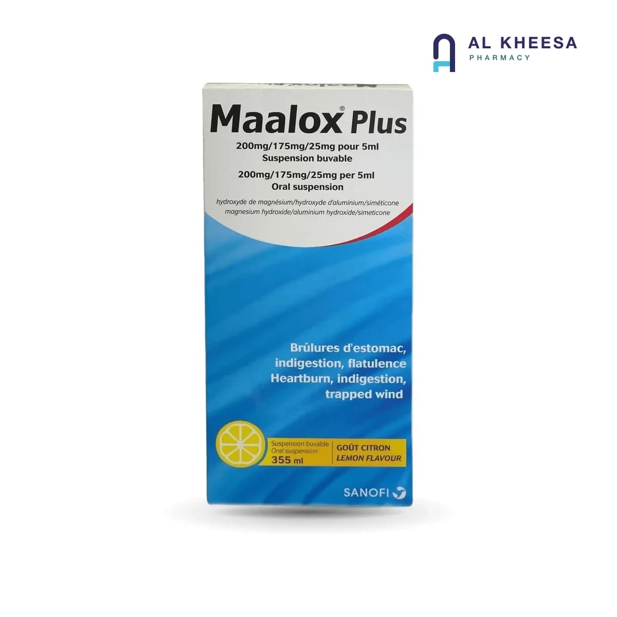 Maalox Plus Suspension 355 ml – Fast Relief for Heartburn, Indigestion & Bloating