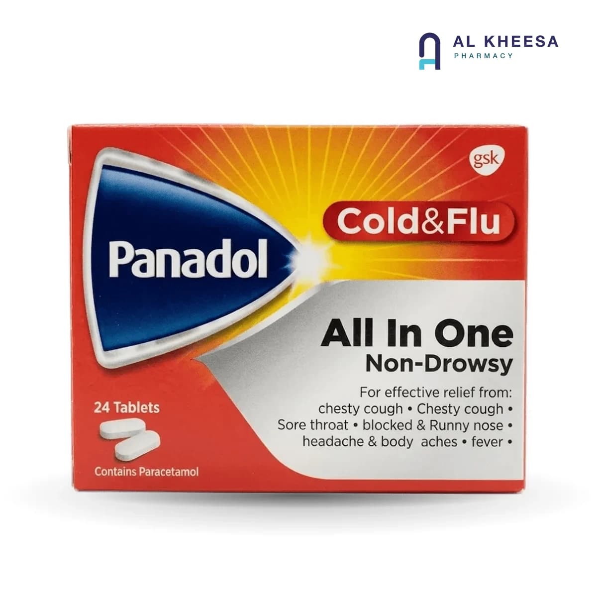 Panadol Cold & Flu All-in-One Tablets 24s – Multi-Symptom Relief for Cold & Flu