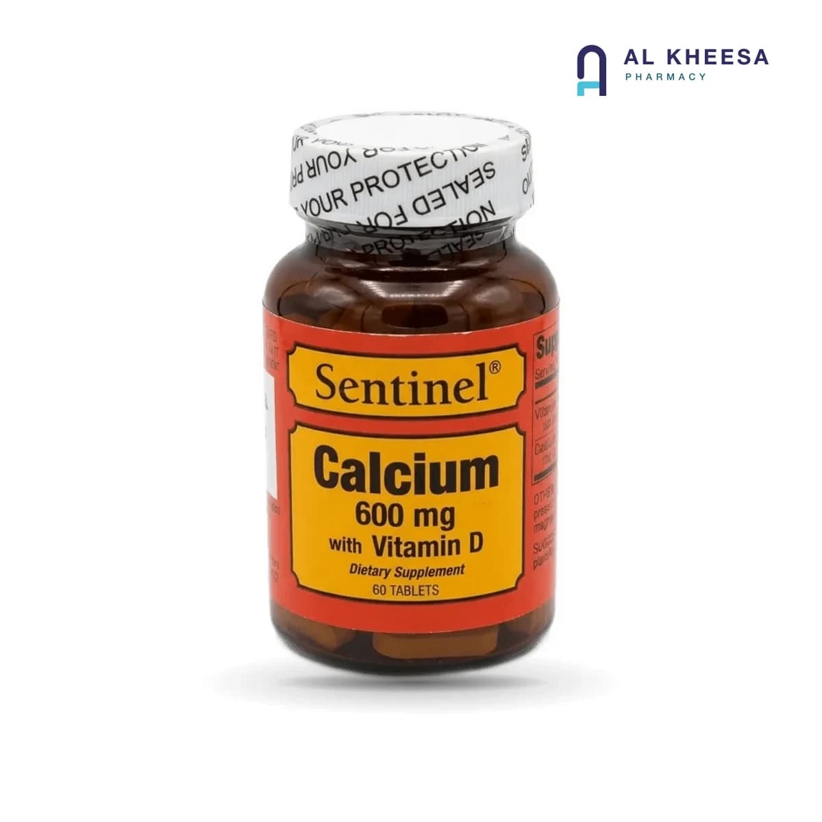 Sentinel Calcium 600 mg + Vitamin D Tablets 60 Count – Bone & Joint Health Support