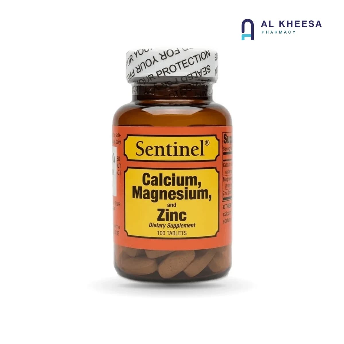 Sentinel Calcium + Magnesium + Zinc Tablets – 100 Count Bone, Muscle & Immune Support