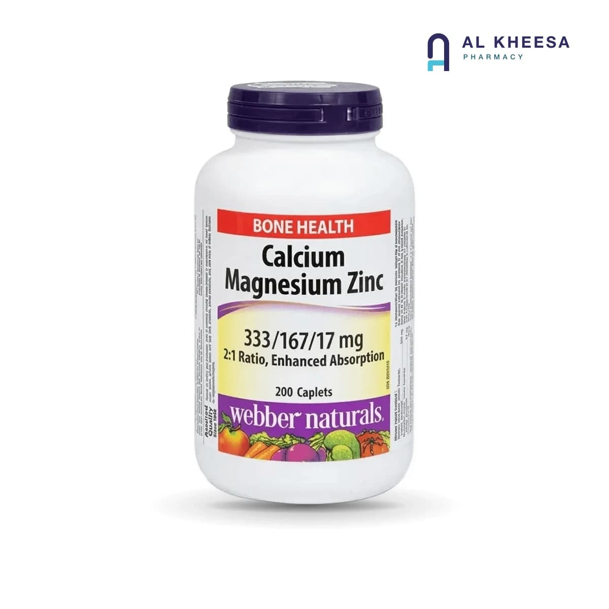 Webber Naturals Calcium Magnesium Zinc Capsules – 200 Count Bone & Immune Support Formula