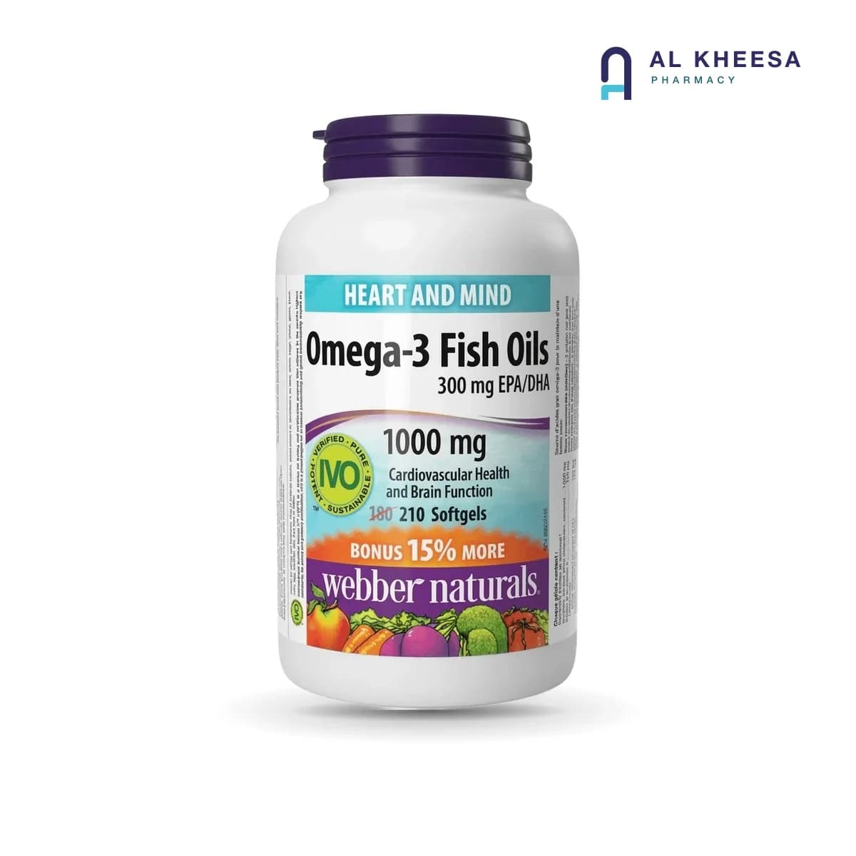 Webber Naturals Omega-3 Fish Oil 300 mg EPA & DHA Softgels – 210 Count Heart & Brain Support