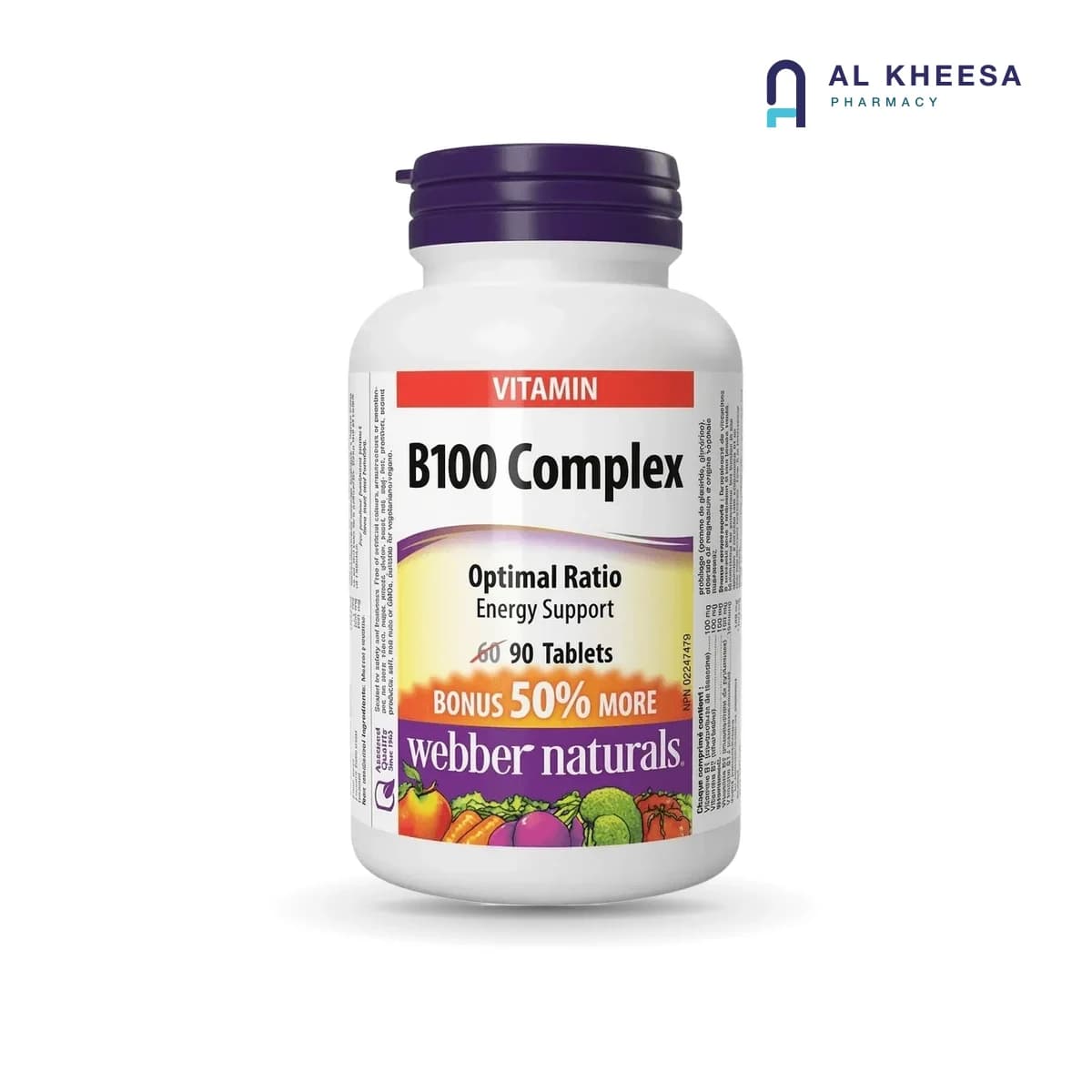 Webber Naturals Vitamin B100 Complex Tablets – 90 Count High-Potency Energy & Metabolism Support