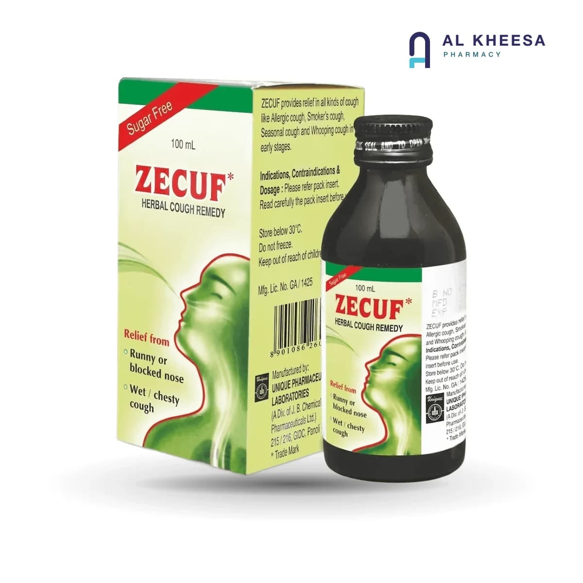 Zecuf Sugar Free Cough Syrup 100 ml – Herbal Cough Relief for Dry & Productive Cough