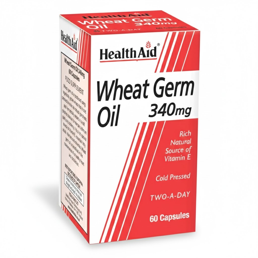 Health Aid Wheat Germ Oil Capsules – Natural Vitamin E Source – 60 Capsules