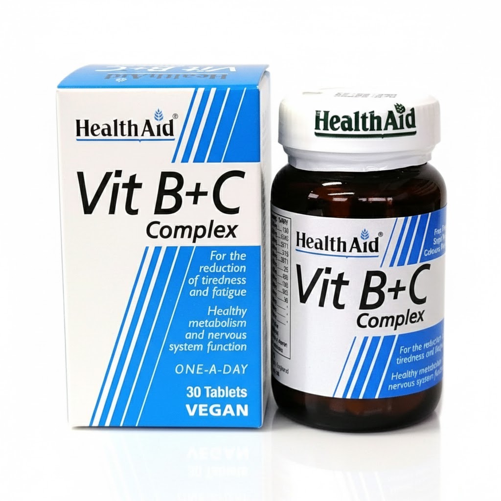 Health Aid Strong Full B+C Tablets – Complete B-Complex with Vitamin C Supplement (30 Tablets)