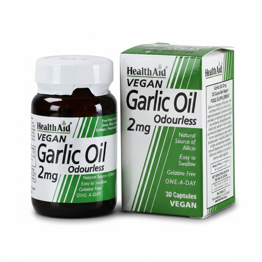Health Aid Mega Garlic Oil Capsules – Natural Garlic Oil Nutritional Supplement