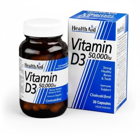 Health AID Vitamin D3 50,000 IU Capsules – High-Potency Bone & Immune Support (30 Capsules)