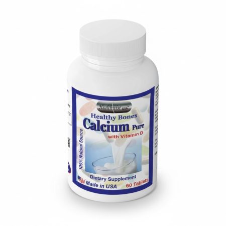 HealthWise Calcium Pure + Vitamin D 500 mg Tablets – 60 Count Bone Support Supplement