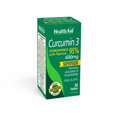 HealthAid Curcumin 3 Tablets 600 mg – Advanced Turmeric Extract Supplement (30 Tablets)
