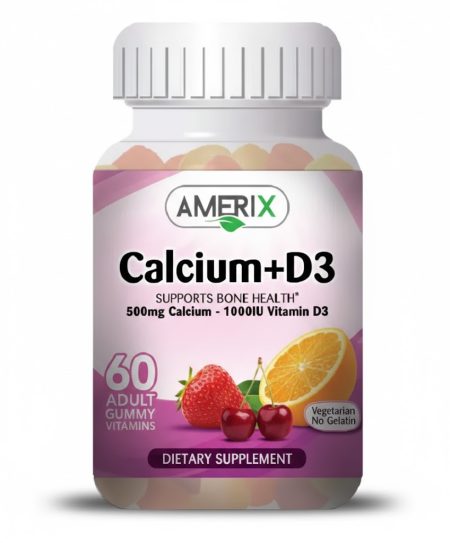 Amerix Calcium + D3 Gummies 60’s – Bone Support Supplement with Vitamin D3