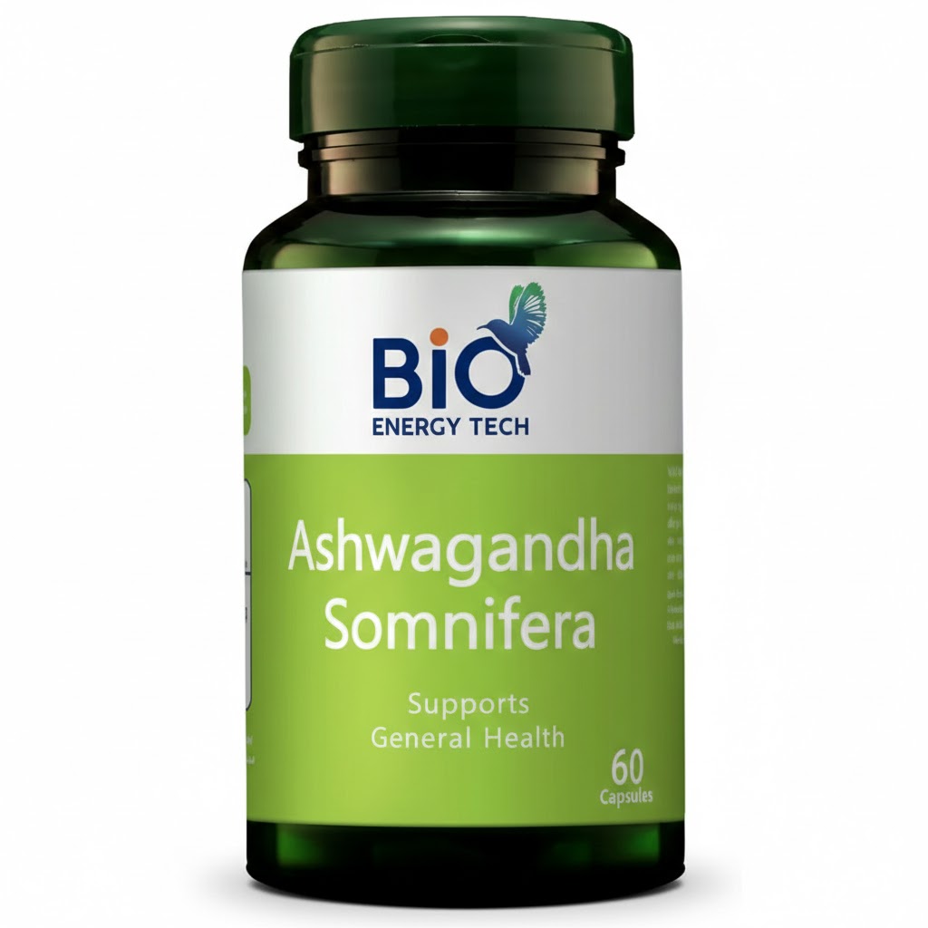 BioEnergy Tech Ashwagandha (Withania Somnifera) Stress & Wellness Support Capsules – 60 Count