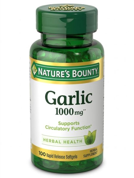 Natures Bounty  Garlic Oil 1000 mg Softgels – Heart & Wellness Support – 100 Softgels