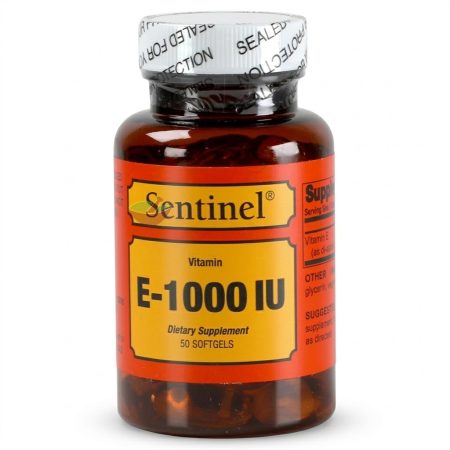 Sentinel Vitamin E 1000 IU Softgel Capsules – 50 Count Antioxidant & Skin Support