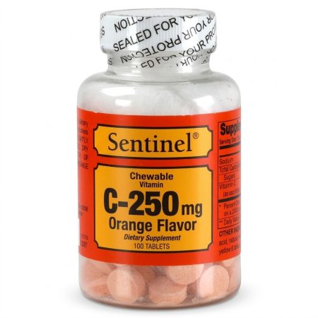 Sentinel Vitamin C 250 mg Chewable Tablets 100 Count – Immune Support & Antioxidant Formula