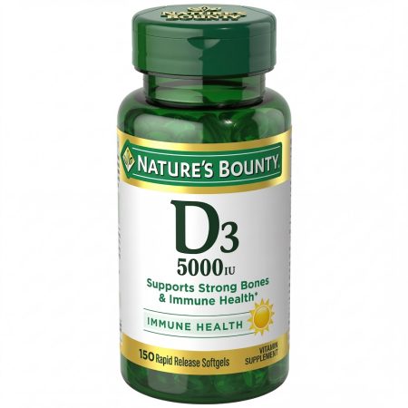 Natures Bounty  Vitamin D3 5000 IU Capsules – 150 Count | High-Potency Bone & Immune Support