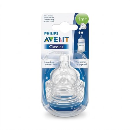 Philips Avent Classic Plus Baby Bottle Teats – 2 Hole (1m+) Medium Flow, Pack of 2