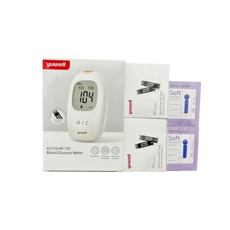 Yuwell Blood Glucose Monitoring Kit with Glucometer, 100 Test Strips, and Lancets