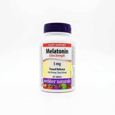 Webber Naturals Melatonin 5 mg Timed Release Tablets – 60 Count Sleep Support Supplement