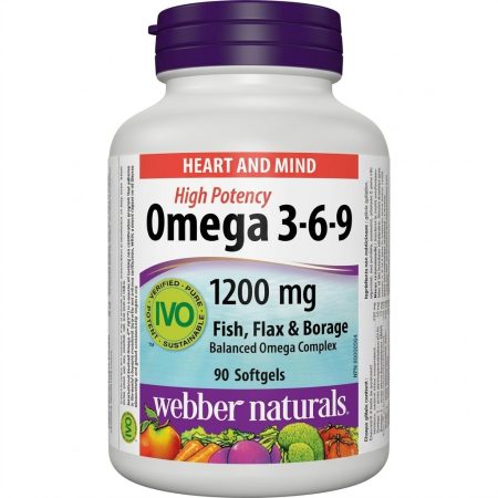 Webber Naturals Omega 3-6-9 1200 mg Softgels – 90 Count Essential Fatty Acids Blend