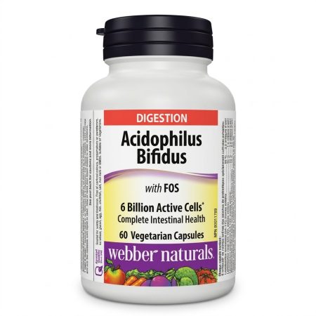 Weber Natural Acidophilus & Bifidus Probiotic 6 Billion CFU – 60 Capsules | Digestive Support Supplement