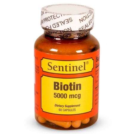 Sentinel Biotin 5000 mcg Tablets – High Strength Vitamin B7 Supplement for Hair, Skin & Nails
