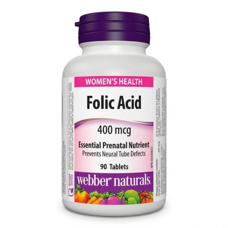 Webber Naturals Folic Acid 400 mcg Tablets – 90 Count | Daily Prenatal & Cellular Health Support
