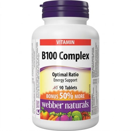 Webber Naturals Vitamin B100 Complex Tablets – 90 Count High-Potency Energy & Metabolism Support