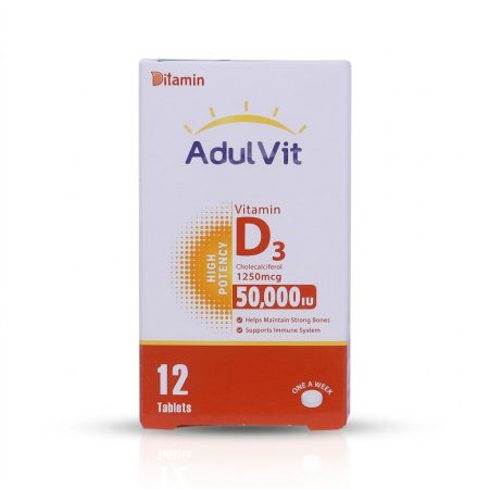 Ditamin Adult Vitamin D3 50,000 IU Tablets – High-Potency Bone & Immune Support – 12 Tablets