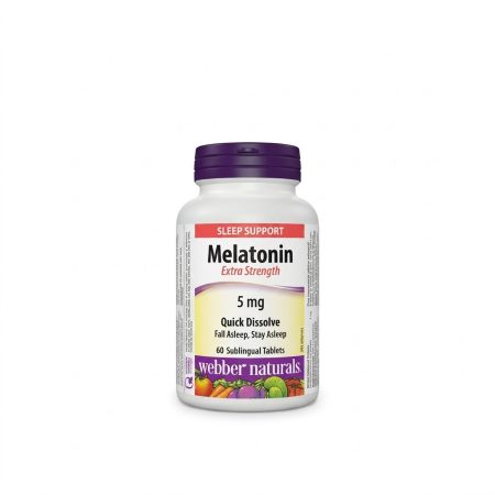 Webber Naturals Melatonin Extra Strength 5 mg Sublingual Tablets – 60 Count Fast-Dissolve Sleep Support